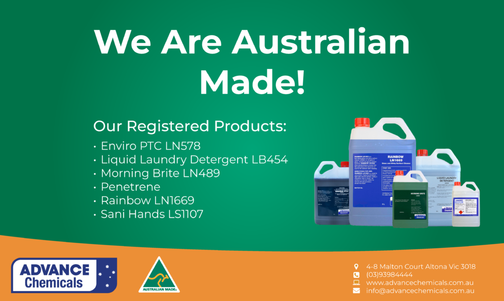 Australian Made Advance Chemicals promotional art.
